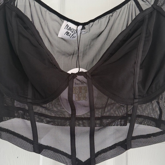 NWT PRINCESS POLLY Maranta Black Sheer Mesh Long Sleeve Crop Top 14 - Picture 7 of 8